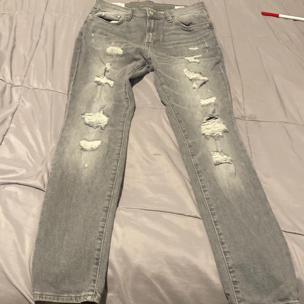 H&M Grey ripped skinny jeans